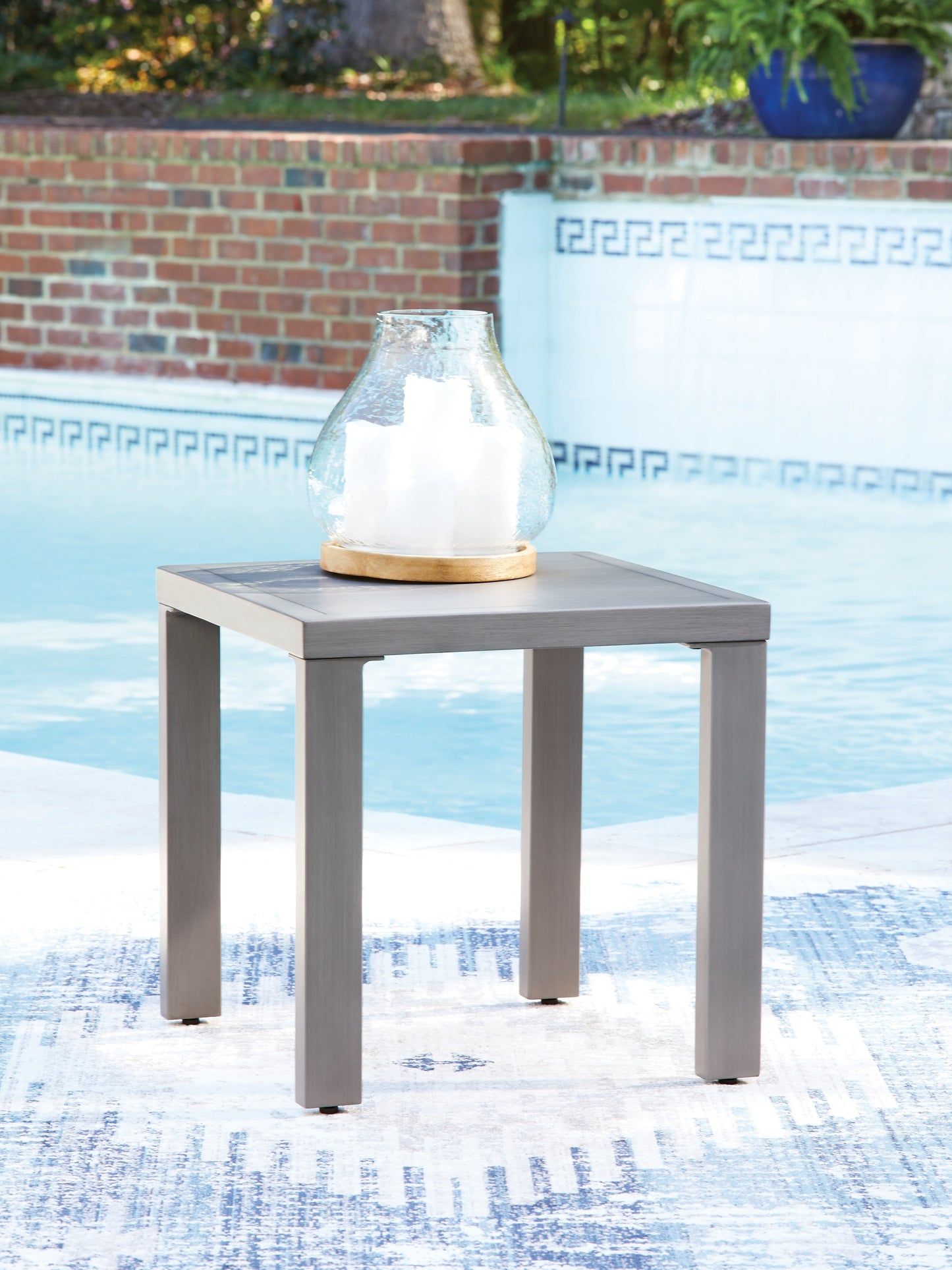 The Furniture Outlets - Ashley Furniture - Half Moon Beach Outdoor - Square End Table / Gray - PCP418-702