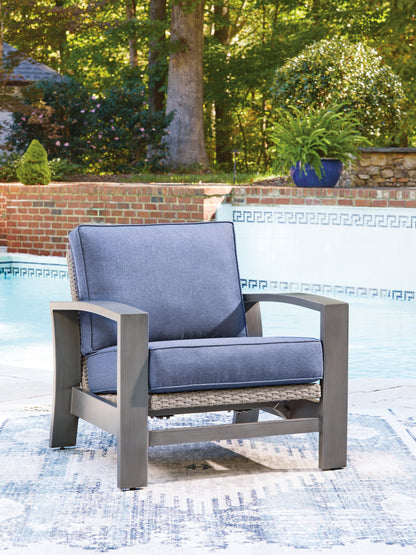 The Furniture Outlets - Ashley Furniture - Half Moon Beach Outdoor - Spring Lounge Chair / Blue/Gray - PCP418-820