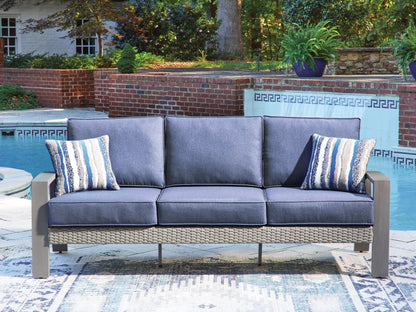 The Furniture Outlets - Ashley Furniture - Half Moon Beach Outdoor - Sofa with Cushion / Blue/Gray - PCP418-838