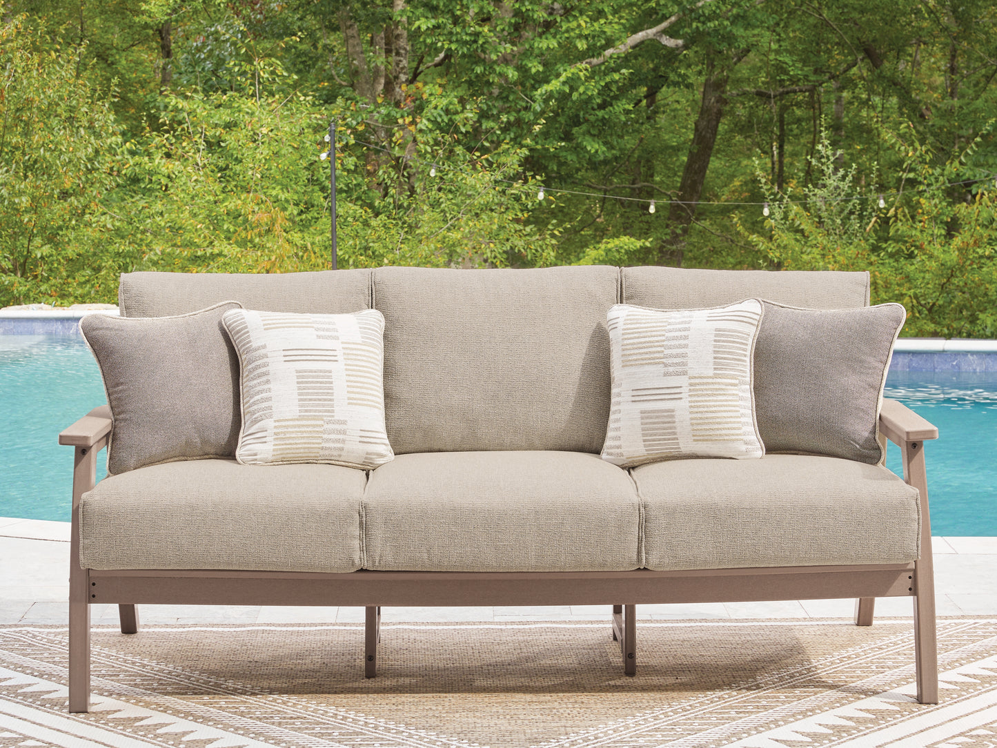 The Furniture Outlets - Ashley Furniture - Grover Beach Outdoor - Sofa with Cushion / Driftwood - PCP422-838