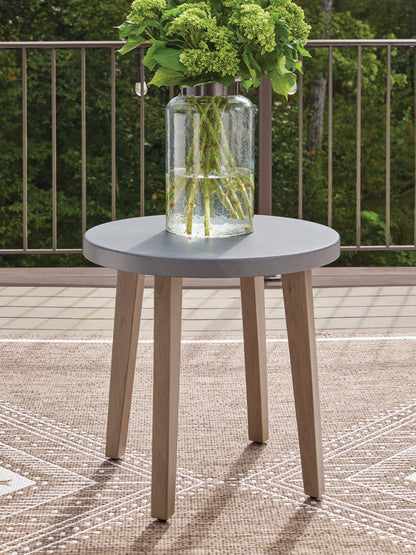 The Furniture Outlets - Ashley Furniture - Harmony Headlands Outdoor - Round End Table / Natural/Gray - PCP428-706