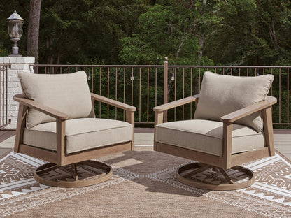 The Furniture Outlets - Ashley Furniture - Harmony Headlands Outdoor - Swivel Lounge w/ Cushion / Natural/Gray - PCP428-821
