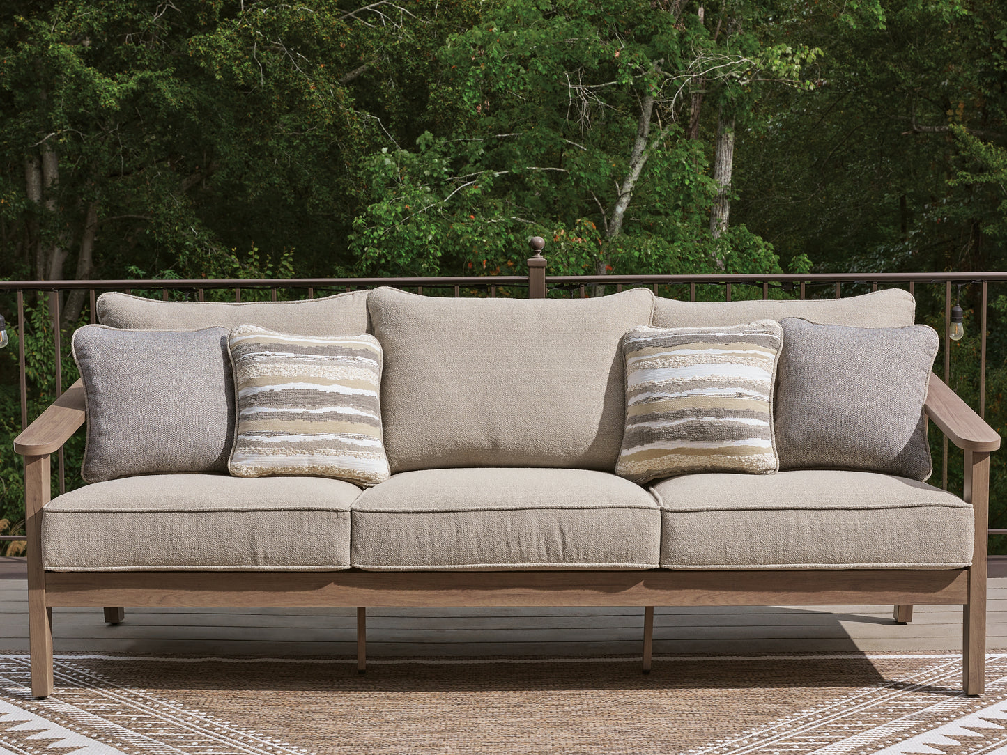 The Furniture Outlets - Ashley Furniture - Harmony Headlands Outdoor - Sofa with Cushion / Natural/Gray - PCP428-838
