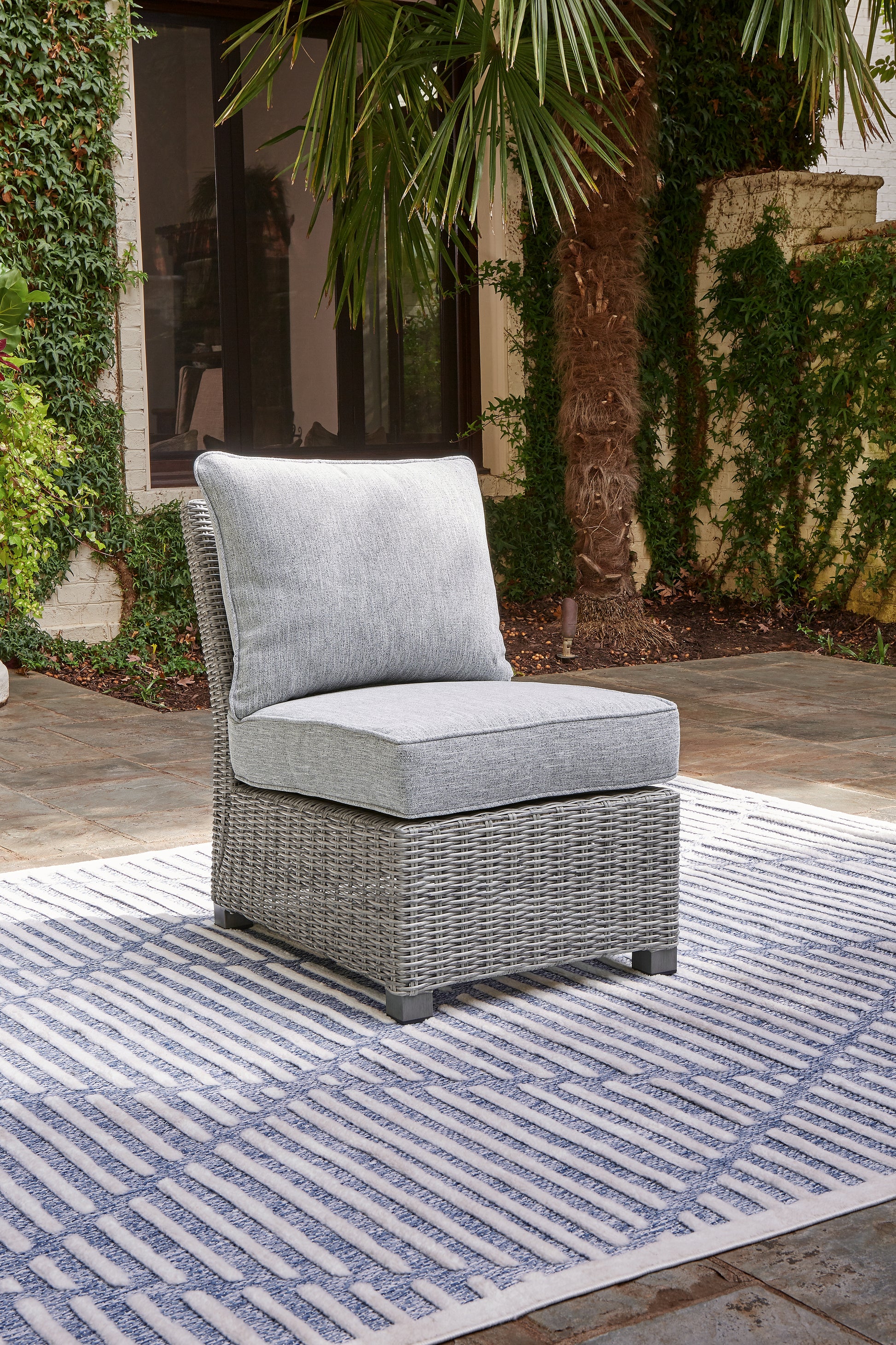 The Furniture Outlets - Ashley Furniture - Naples Beach Outdoor - Armless Chair w/Cushion (1/CN) / Light Gray - P439-846