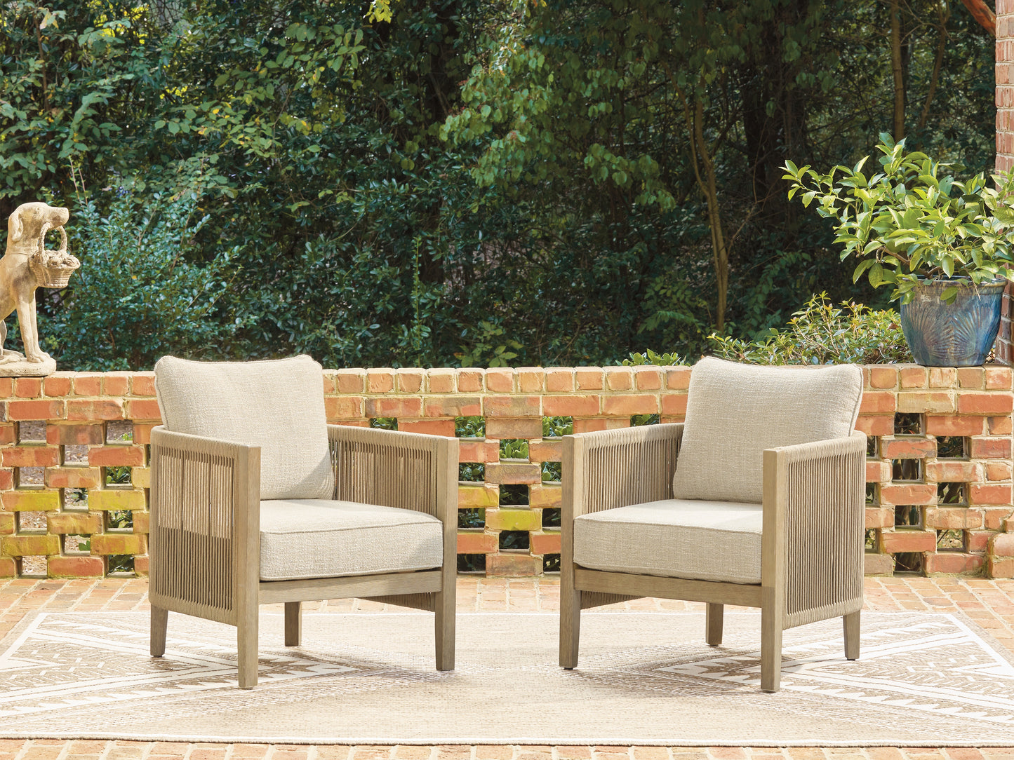 The Furniture Outlets - Ashley Furniture - Spooners Cove Outdoor - Lounge Chair w/Cushion (Set of 2) / Beige - PCP469-820
