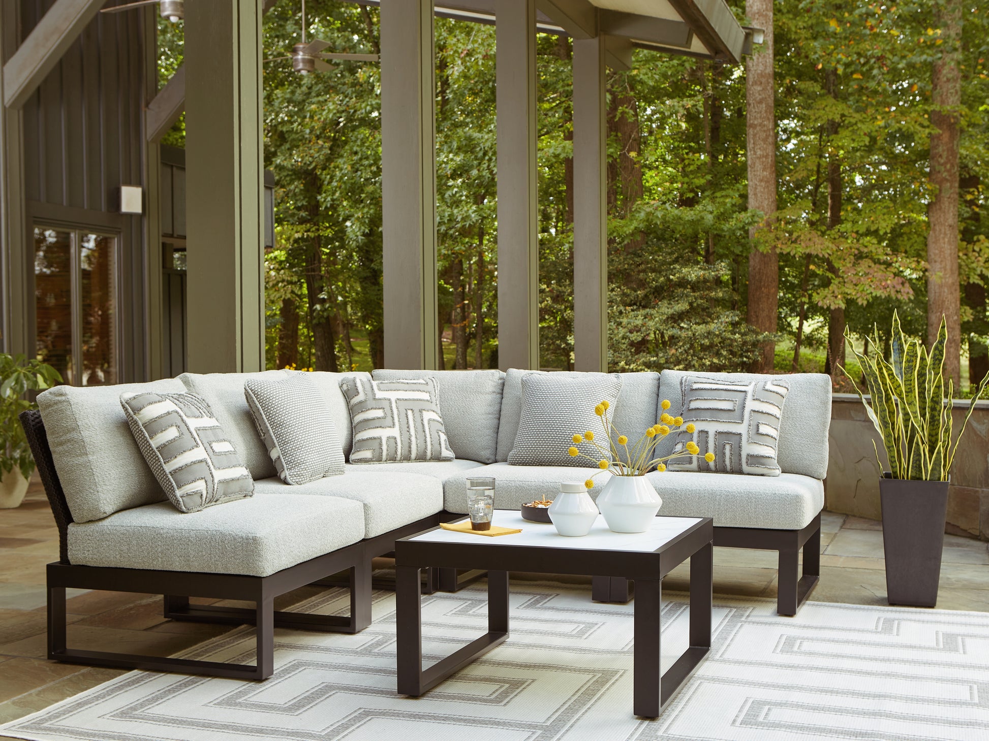 The Furniture Outlets - Ashley Furniture - Beachloft Outdoor - 3-Piece Outdoor Sectional / Black/Gray - P490P6