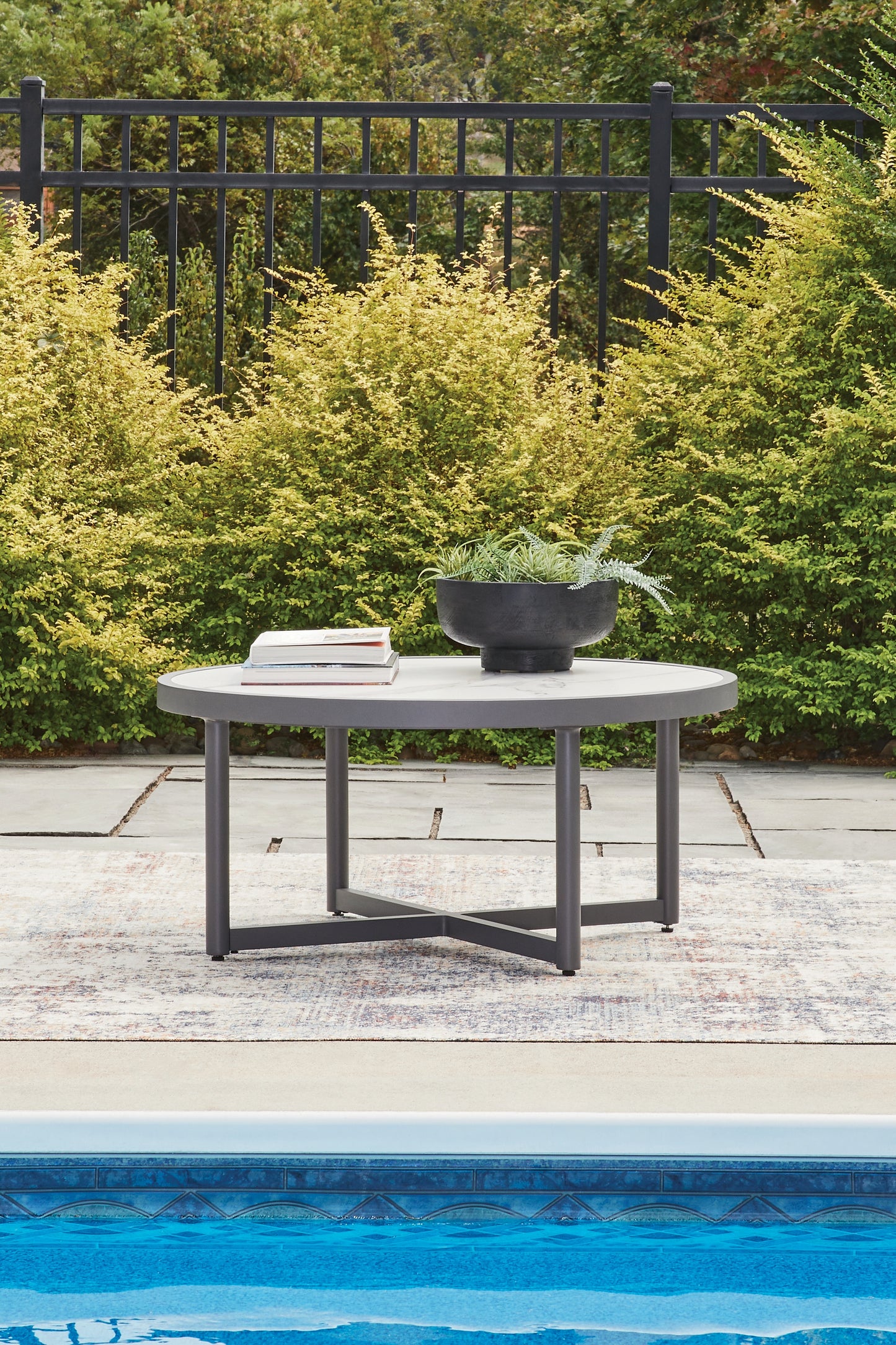 The Furniture Outlets - Ashley Furniture - Ocean Beach Outdoor - Round Cocktail Table / Gray - PCP510-708