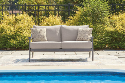 The Furniture Outlets - Ashley Furniture - Ocean Beach Outdoor - Loveseat w/Cushion / Gray - PCP510-835