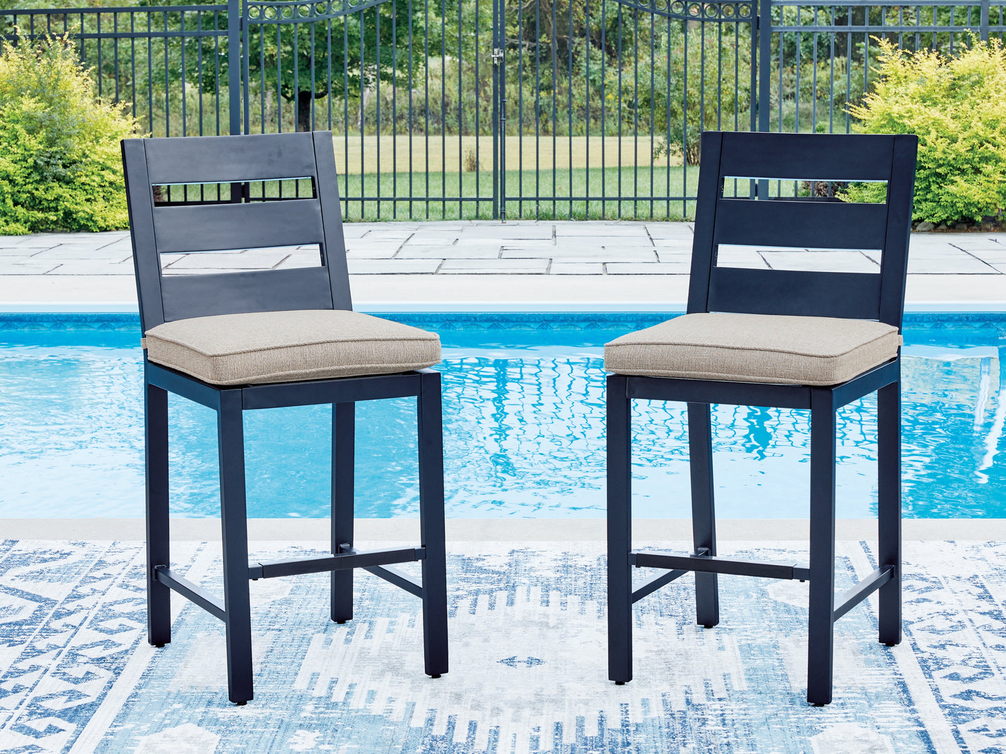 The Furniture Outlets - Ashley Furniture - East Beach Outdoor - Barstool (Set of 2) / Navy Blue - PCP587-124