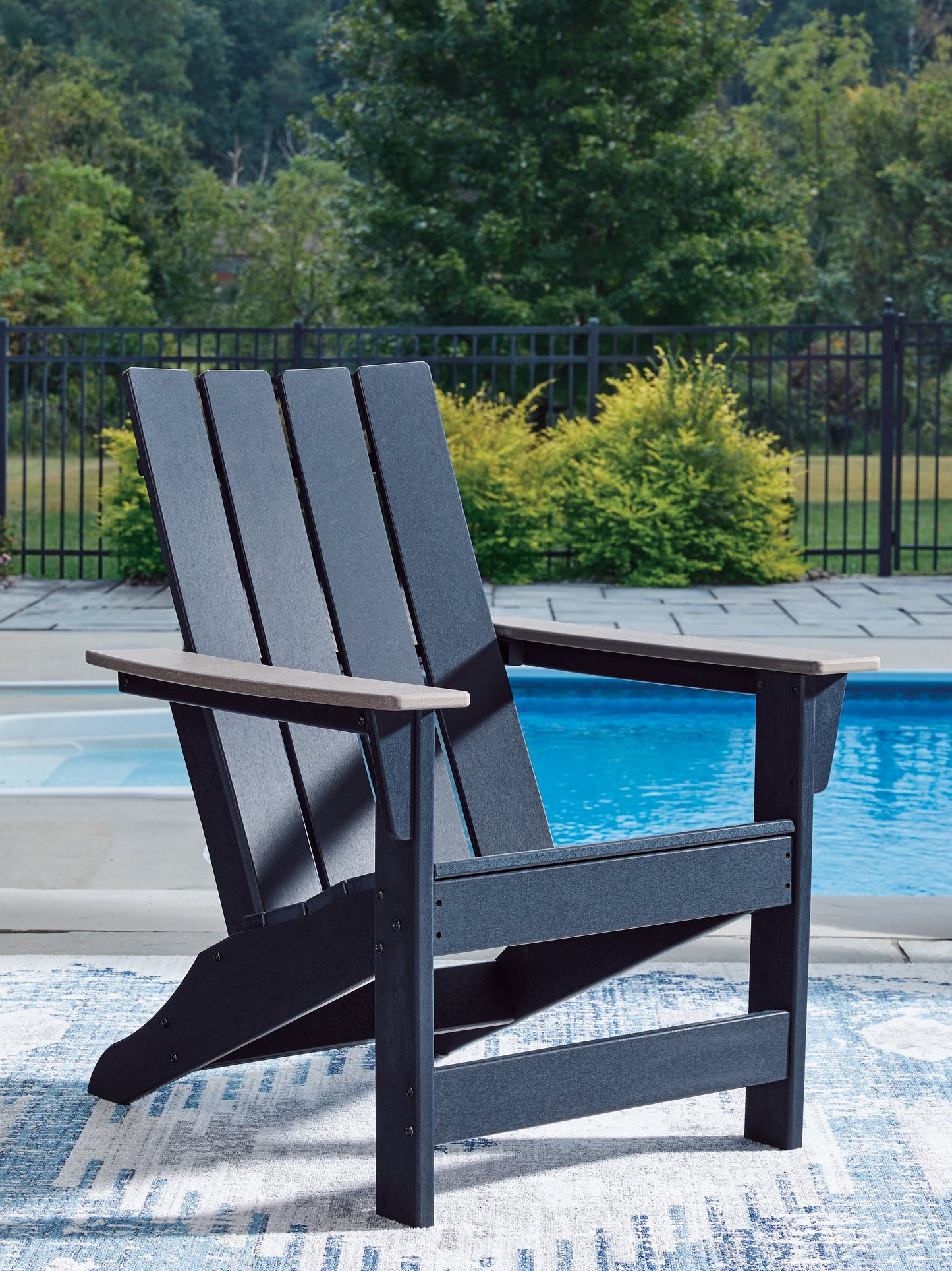 The Furniture Outlets - Ashley Furniture - East Beach Outdoor - Adirondack Chair / Navy Blue/Driftwood - PCP587-898