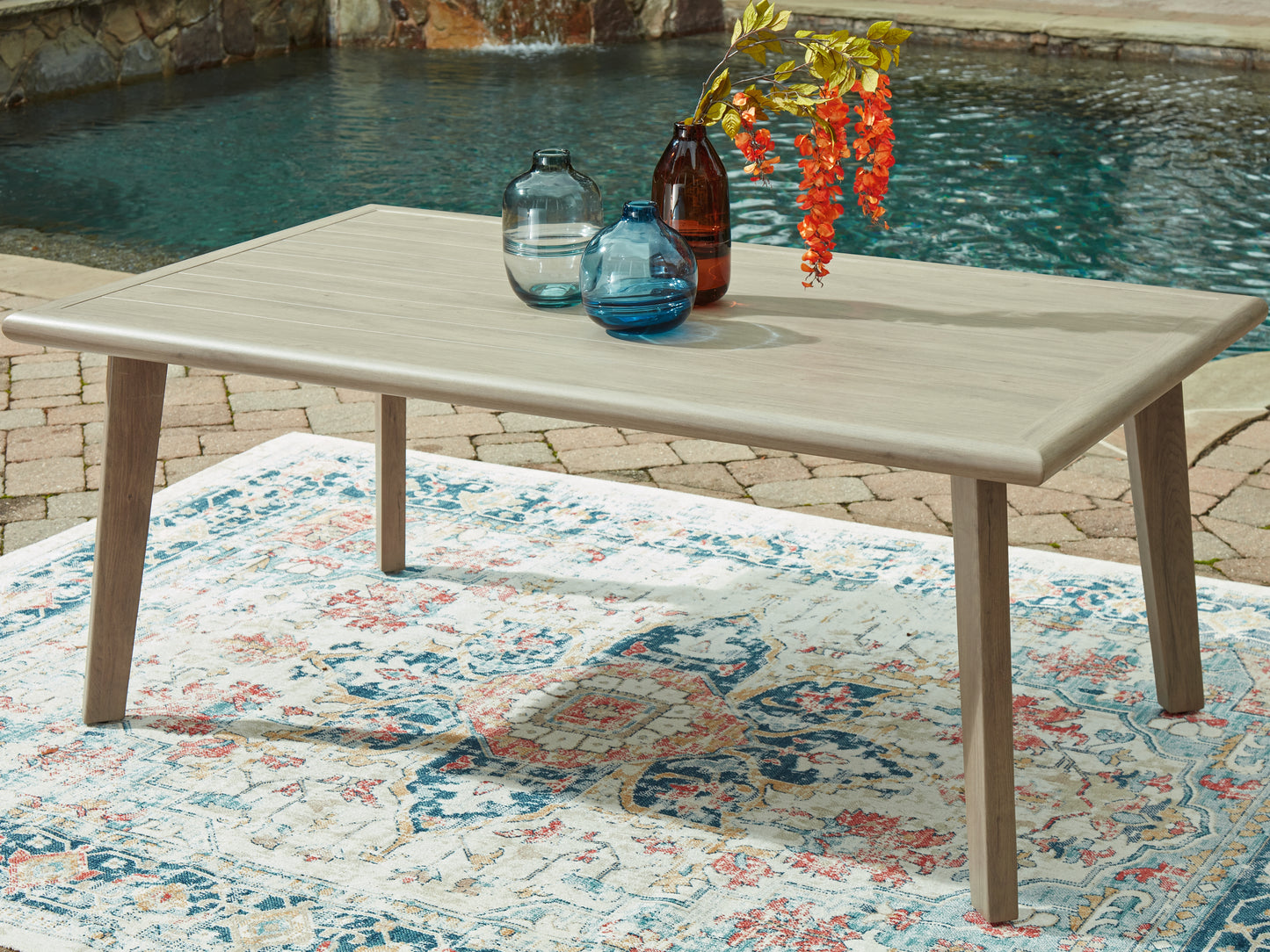 The Furniture Outlets - Ashley Furniture - Cliff Trails Outdoor - RECT Dining Table w/UMB OPT / Beige - PCP690-625