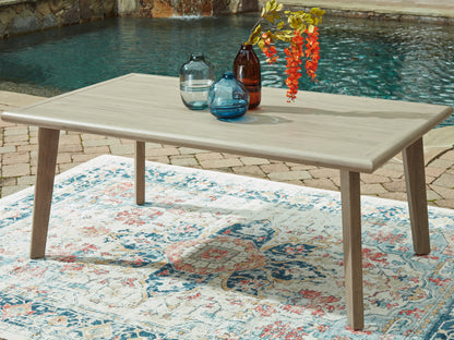 The Furniture Outlets - Ashley Furniture - Cliff Trails Outdoor - RECT Dining Table w/UMB OPT / Beige - PCP690-625