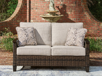 The Furniture Outlets - Ashley Furniture - Monterey Point Outdoor - Loveseat w/Cushion / Dark Brown - PCP760-835