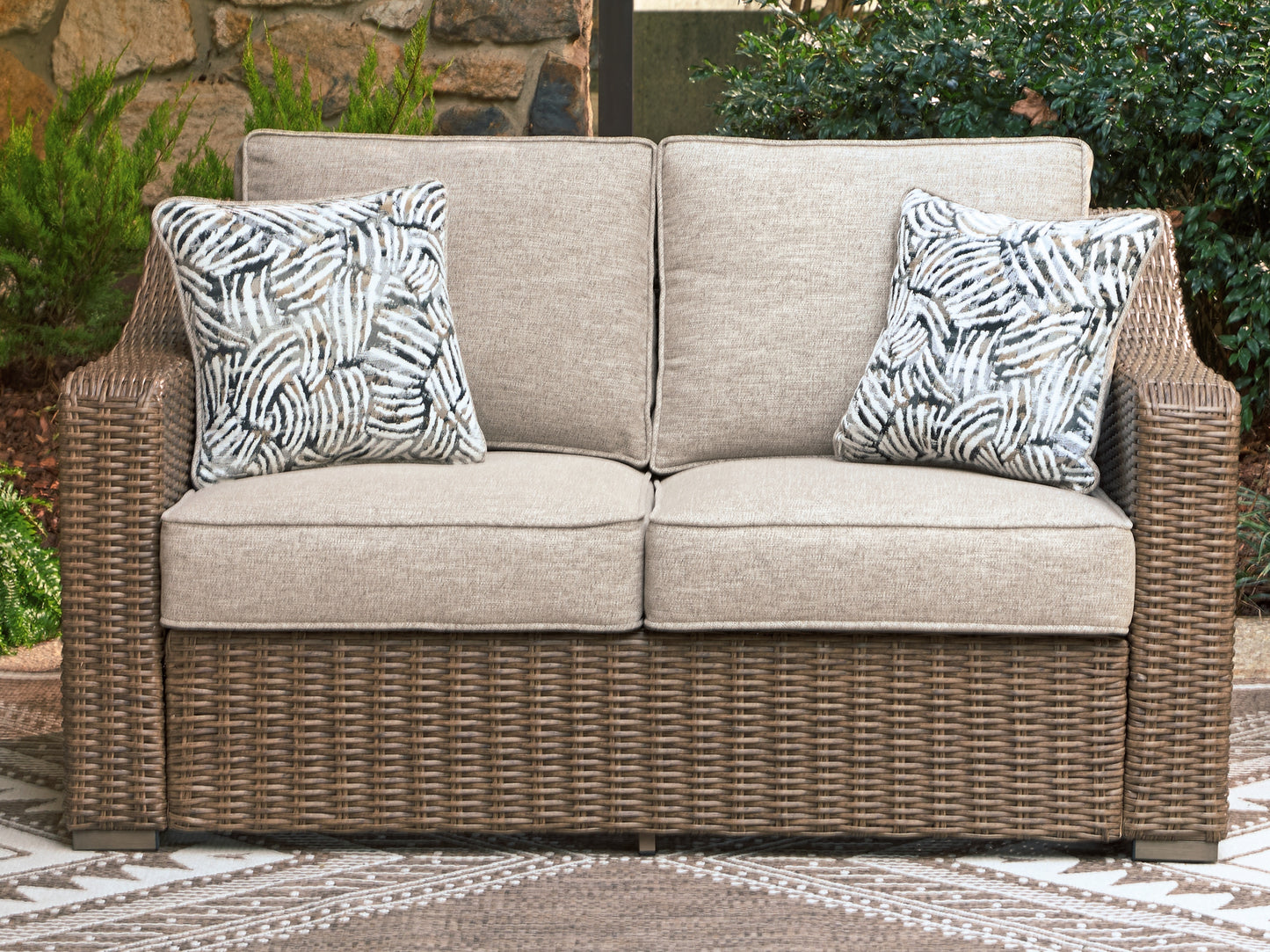 The Furniture Outlets - Ashley Furniture - Laguna Heights Outdoor - Loveseat w/Cushion / Beige - PCP790-835