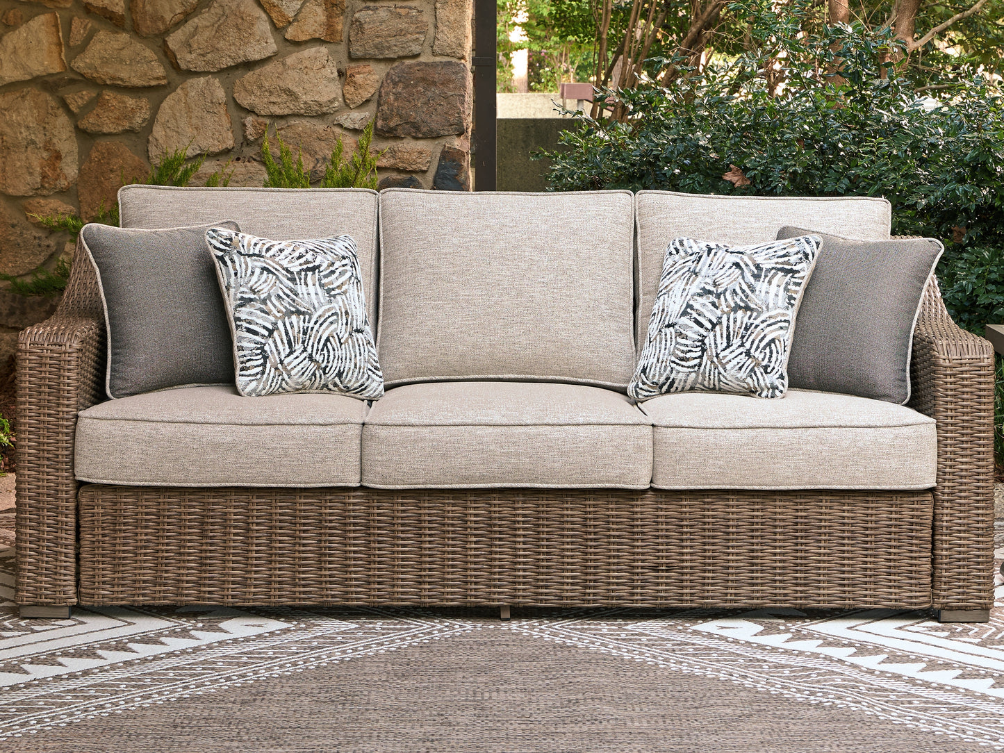 The Furniture Outlets - Ashley Furniture - Laguna Heights Outdoor - Sofa with Cushion / Beige - PCP790-838