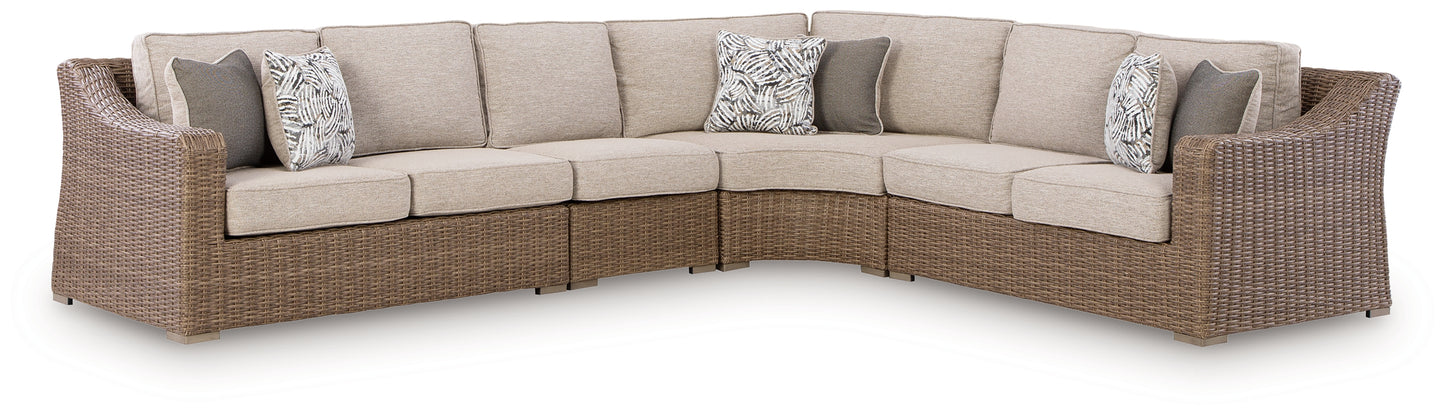 The Furniture Outlets - Ashley Furniture - Laguna Heights Outdoor - 4-Piece Outdoor Sectional / Beige - PCP790P2