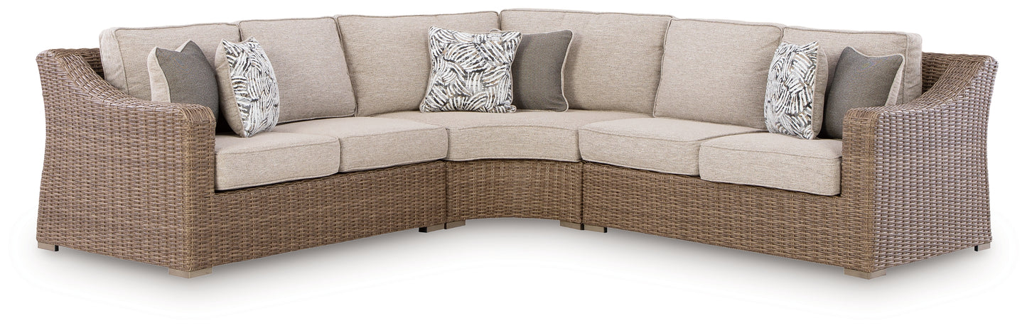 The Furniture Outlets - Ashley Furniture - Laguna Heights Outdoor - 3-Piece Outdoor Sectional / Beige - PCP790P1