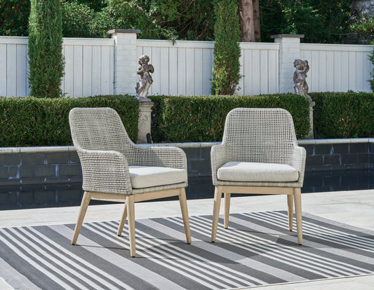 The Furniture Outlets - Ashley Furniture - Seton Creek Outdoor - Barstool with Cushion (Set of 2) / Beige/Gray - P798-130