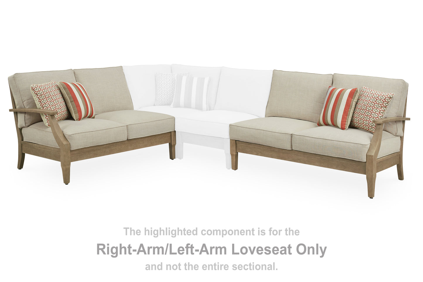 The Furniture Outlets - Ashley Furniture - Clare View Outdoor - RAF/LAF Loveseat w/CUSH (Set of 2) / Beige - P801-854