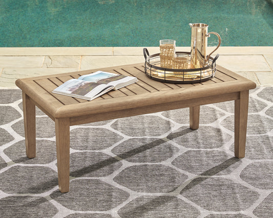 The Furniture Outlets - Ashley Furniture - Gerianne Outdoor - Rectangular Cocktail Table / Grayish Brown - P805-701