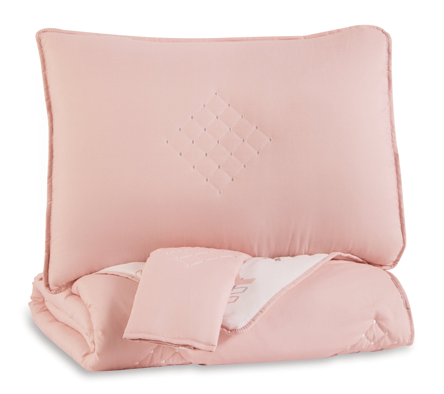 The Furniture Outlets - Ashley Furniture - Lexann Full Comforter Set - Full Comforter Set / Pink/White/Gray - Q901003F