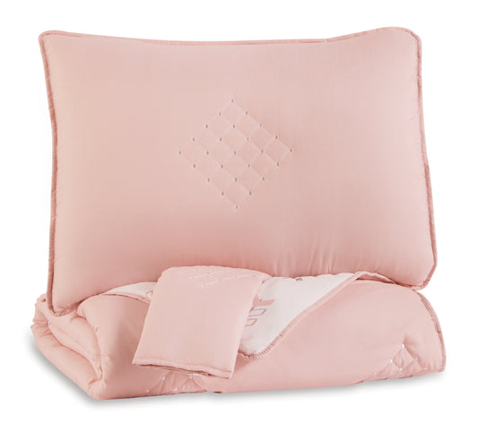 The Furniture Outlets - Ashley Furniture - Lexann Full Comforter Set - Full Comforter Set / Pink/White/Gray - Q901003F