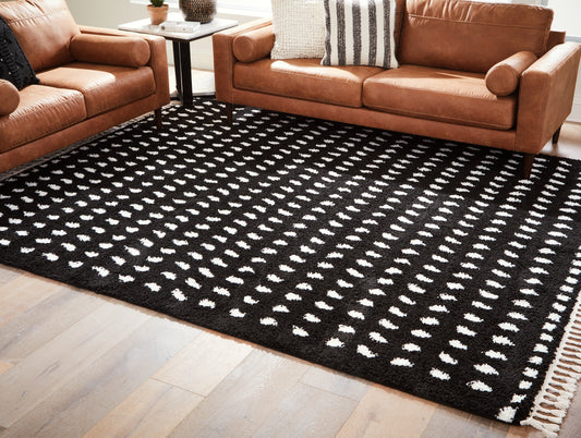 The Furniture Outlets - Ashley Furniture - Minston Rug - 5' x 7' Rug / Black/White - R405952