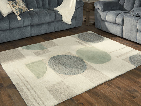 The Furniture Outlets - Ashley Furniture - Dallane Rug - 5' x 7' Rug / Linen/Blue/Green - R406352