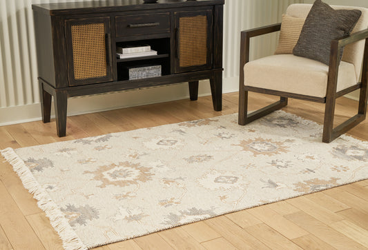 The Furniture Outlets - Ashley Furniture - Calkin Rug - 5' x 7' Rug / Linen/Gray/Caramel - R406392