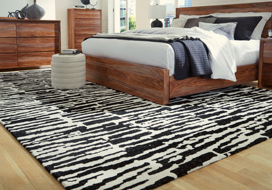 The Furniture Outlets - Ashley Furniture - Bramshaw Rug - 10' x 14' Rug / Black/Ivory - R406760