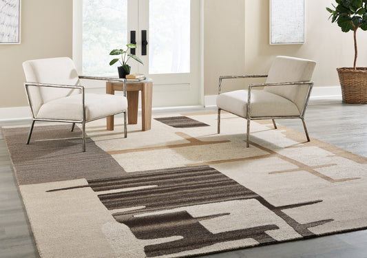 The Furniture Outlets - Ashley Furniture - Kencher Rug - 10' x 14' Rug / Beige/Brown - R406820