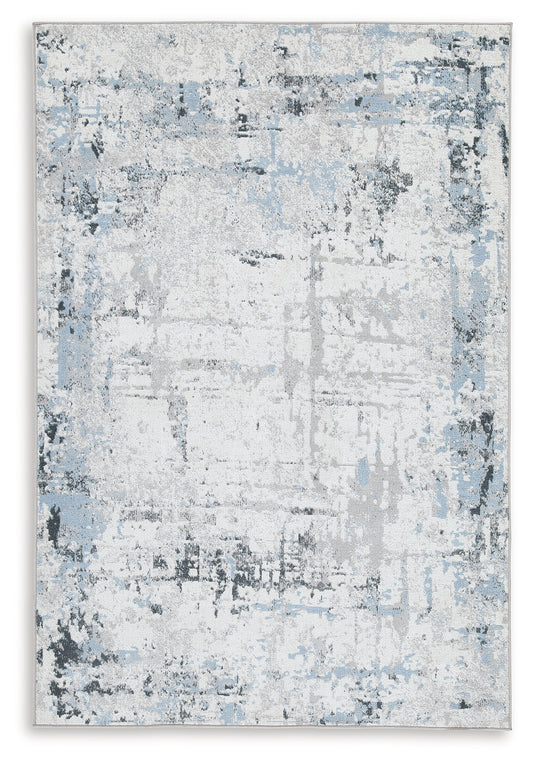 The Furniture Outlets - Ashley Furniture - Emertonly Rug - 8' x 10' Washable Rug / Blue/White/Gray - R406981