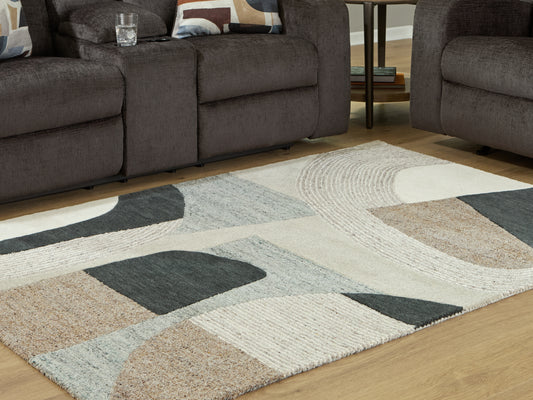 The Furniture Outlets - Ashley Furniture - Edrickhill Rug - 5' x 7' Rug / Grayish Teal/Taupe/Cream - R407122