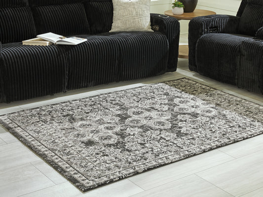 The Furniture Outlets - Ashley Furniture - Glennisman Rug - Large Rug / Black/Gray/Ivory - R407271