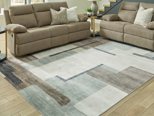 The Furniture Outlets - Ashley Furniture - Larkport Rug - Washable 8' x 10' Area Rug / Cream/Brown/Gray - R407411