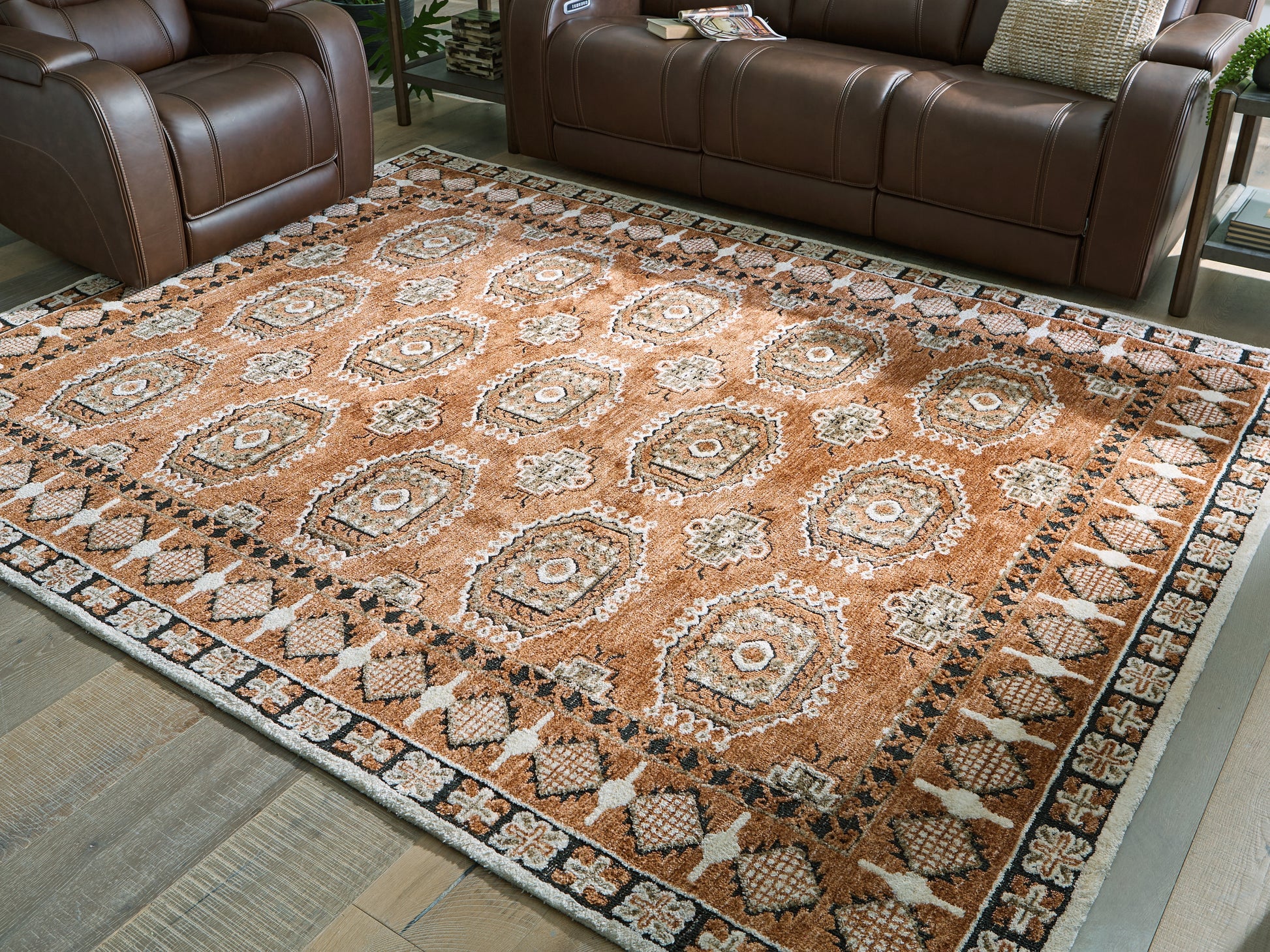 The Furniture Outlets - Ashley Furniture - Qaabiz Rug - 5' x 7' Area Rug / Sienna/Ivory/Black - R407522