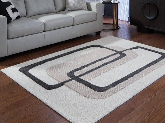 The Furniture Outlets - Ashley Furniture - Davismour Rug - 7'8" x 10' Area Rug / Ivory/Taupe/Charcoal - R407561
