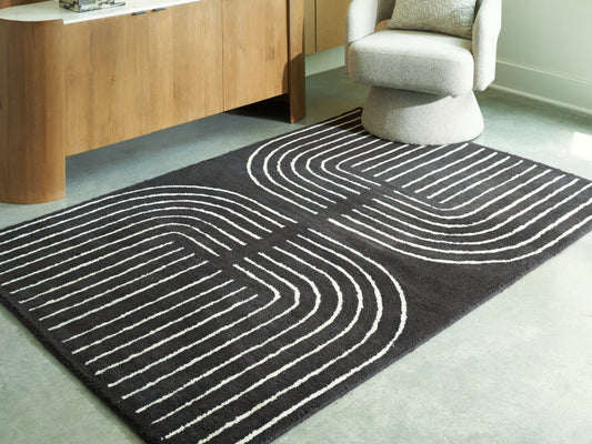 The Furniture Outlets - Ashley Furniture - Eldonmore Rug - 5' x 7' Area Rug / Black/Ivory - R407572