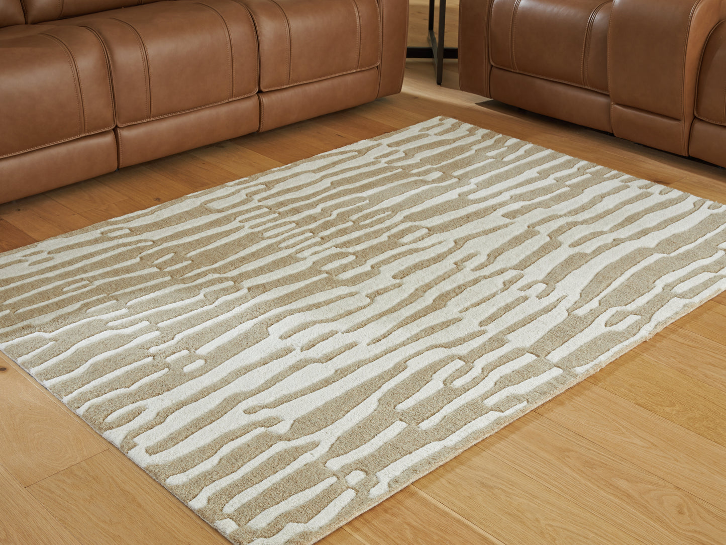 The Furniture Outlets - Ashley Furniture - Corrbell Rug - 5' x 7' Area Rug / Beige/White - R407632