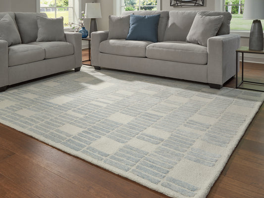 The Furniture Outlets - Ashley Furniture - Dylanton Rug - 5' x 7' Area Rug / Ivory/Blue - R407812