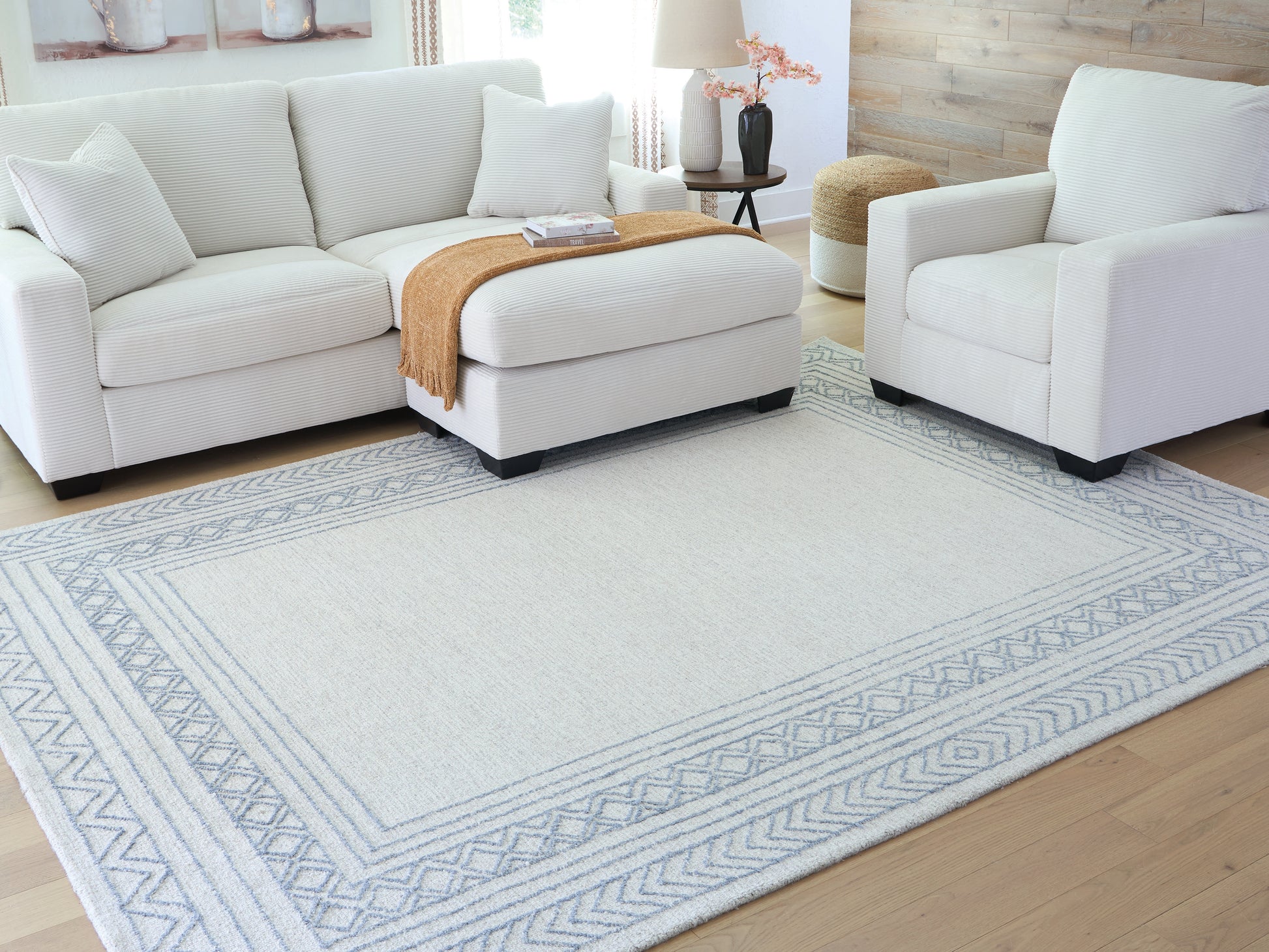 The Furniture Outlets - Ashley Furniture - Azelhurst Rug - 5' x 7' Area Rug / Blue/Ivory/Gray - R407852