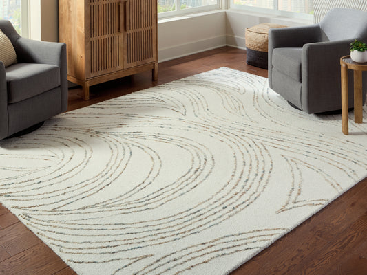 The Furniture Outlets - Ashley Furniture - Deenbury Rug - 7'8" x 10' Area Rug / Ivory/Green/Brown - R407861