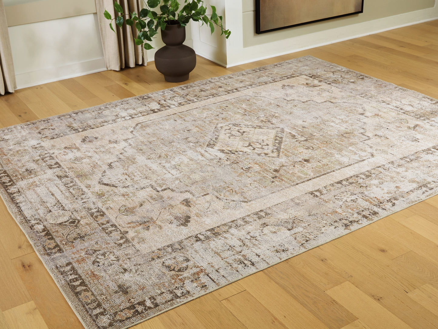 The Furniture Outlets - Ashley Furniture - Livdon Rug - Washable Large Rug / Brown/Beige/Gray - R407911