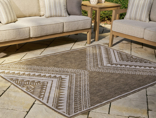The Furniture Outlets - Ashley Furniture - Dunsler Rug - 5' x 7' Rug / Brown/Cream - R900012