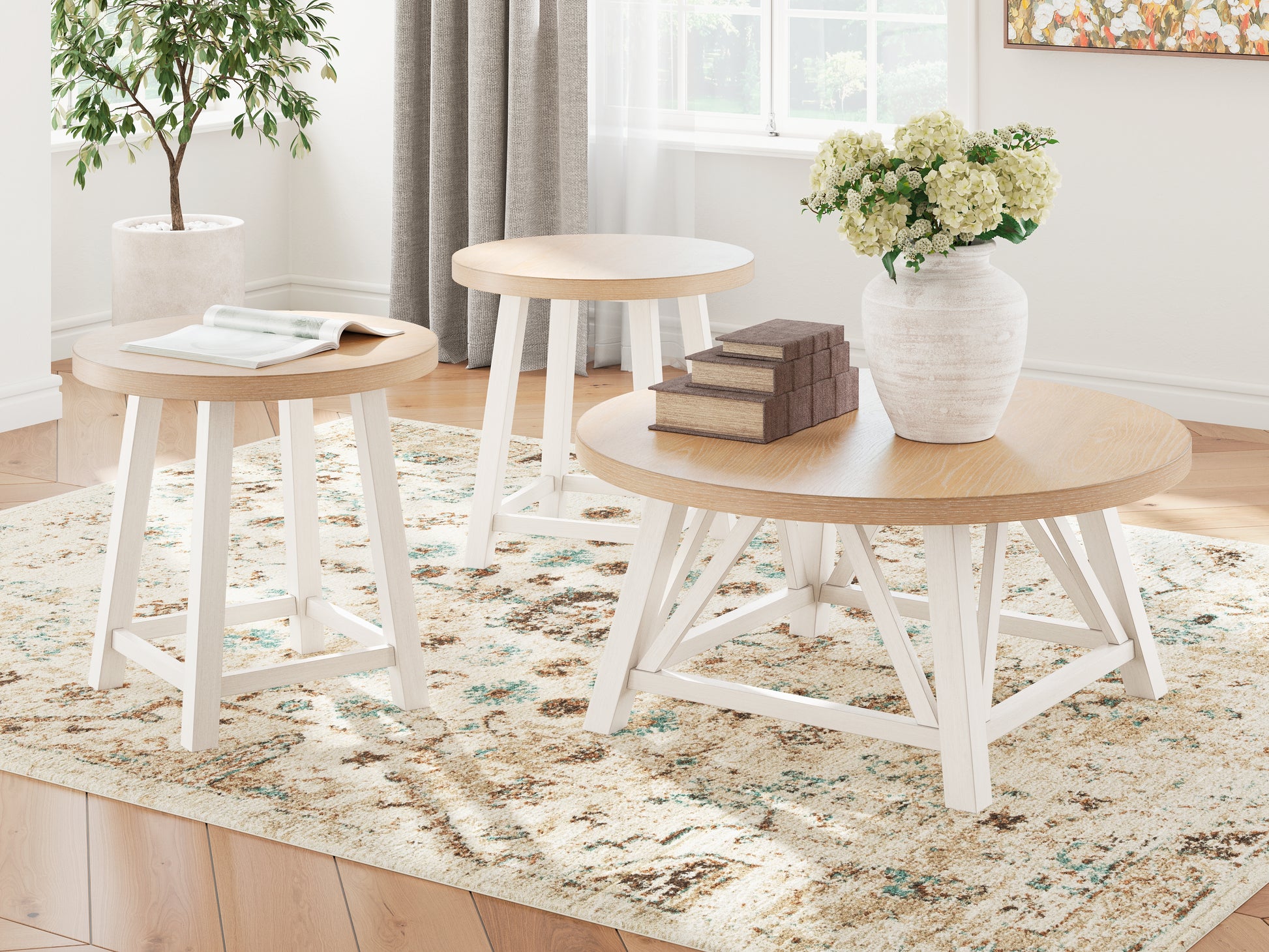 The Furniture Outlets - Ashley Furniture - Fawndell Table (Set of 3) - Occasional Table Set (3/CN) / Antique White/Brown - T193-13