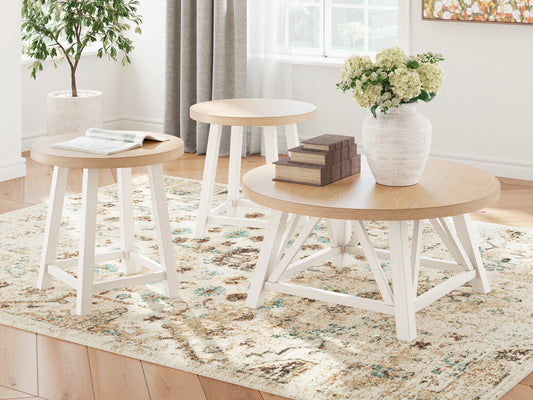 The Furniture Outlets - Ashley Furniture - Fawndell Table (Set of 3) - Occasional Table Set (3/CN) / Antique White/Brown - T193-13