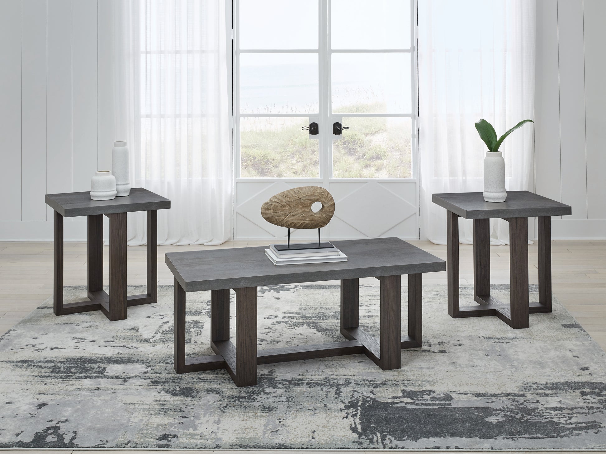 The Furniture Outlets - Ashley Furniture - Dynnford Table (Set of 3) - Occasional Table Set (3/CN) / Gray/Brown - T216-13