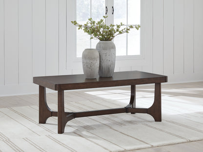 The Furniture Outlets - Ashley Furniture - Korestone Coffee Table - Rectangular Cocktail Table / Dark Brown - T438-1