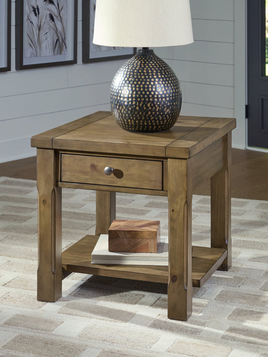 The Furniture Outlets - Ashley Furniture - Vandenmore End Table - Rectangular End Table / Medium Brown - T539-3