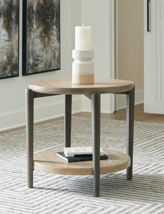 The Furniture Outlets - Ashley Furniture - Dyonton End Table - Round End Table / Light Grayish Brown - T574-6